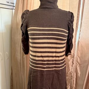 Striped Brown and Tan Mini Dress